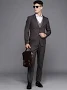 Louis Philippe Men's Textured Slim Fit Three-Piece Suit
